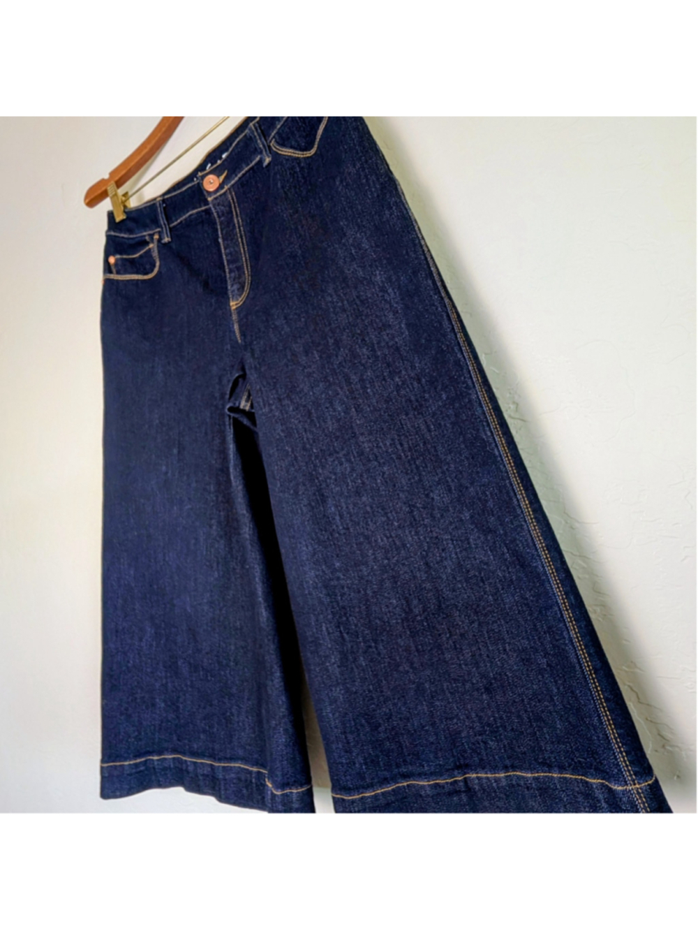 INC International Concepts Jeans Womens 8/29 Dark Wash Wide Leg Denim Culottes - Picture 2 of 12